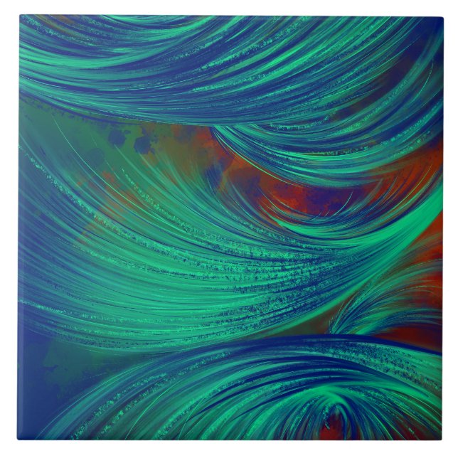 Green Phoenix Feathers  Tile (Front)