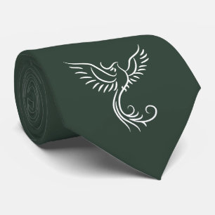 Green Phoenix Mystical Bird Rising Myth  Tie