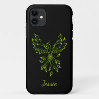 Green Phoenix Rises on Black 
