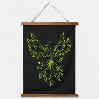 Green Phoenix Rises on Black