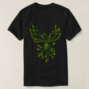 Green Phoenix Rises on Black  T-Shirt