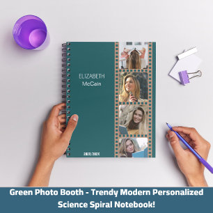 Green Photo Booth - Trendy Modern Personalized  Notebook