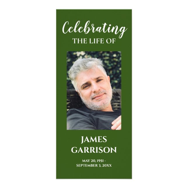 Green Photo Celebration of Life Memorial Program (Front)