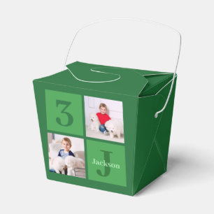 Green Photo Collage Personalized Birthday Party Favor Box