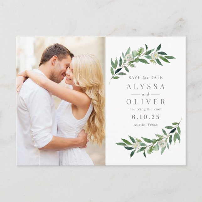 Green Photo Enregistrer La Date Carte Postale (Devant)