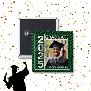 Green Photo Football Graduation Button