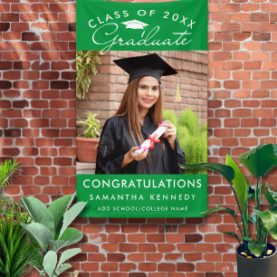 Green Photo Graduation Congrats 2026 Graduate Banner