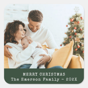 Green Photo Holiday Sticker