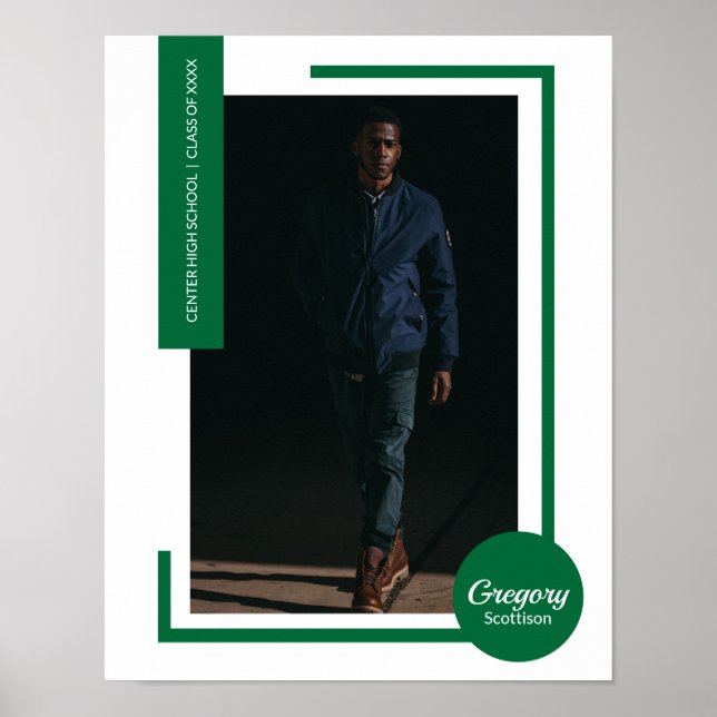 Green Photo Modern Graduation Poster (Front)