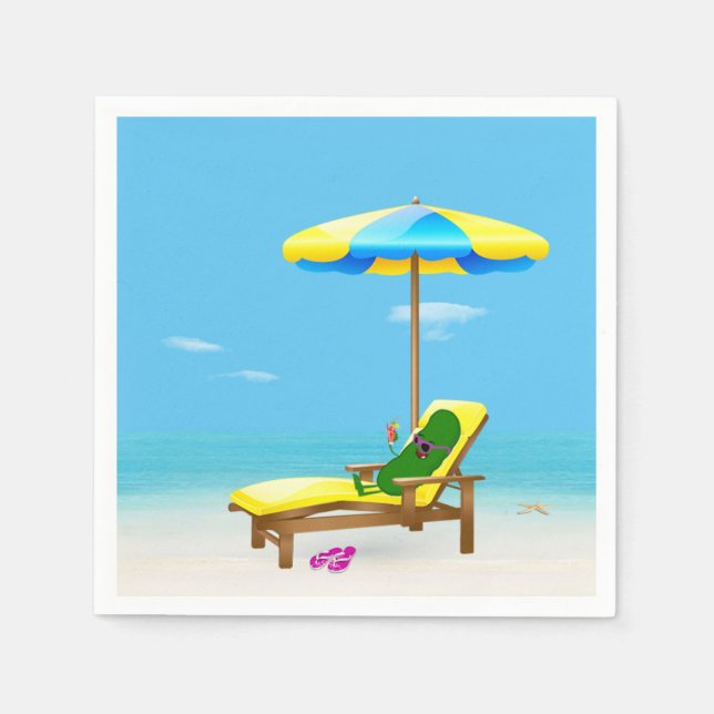 Green Pickle On Beach Chair Napkin (Front)