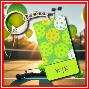 Green Pickleball Cool Moderne Élégant Monogramme