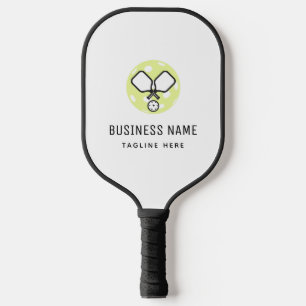 Green Pickleball Logo Business Name & Custom Text Paddle