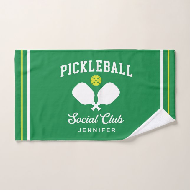 Green Pickleball Social Club Nom personnalisé (Serviette à main)