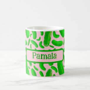 Green Pickles Pink Background Coffee Mug
