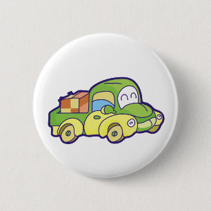 Green Pickup Truck 2 Inch Round Button