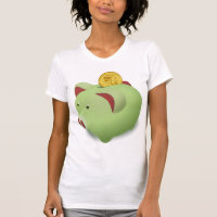 Green Piggy Bank Womens T-Shirt