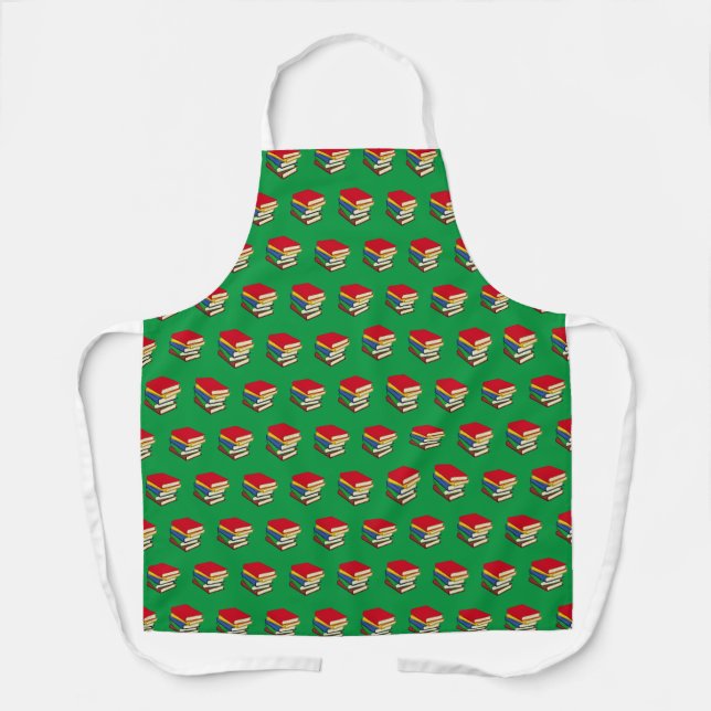 Green Pile of Books Apron (Front)