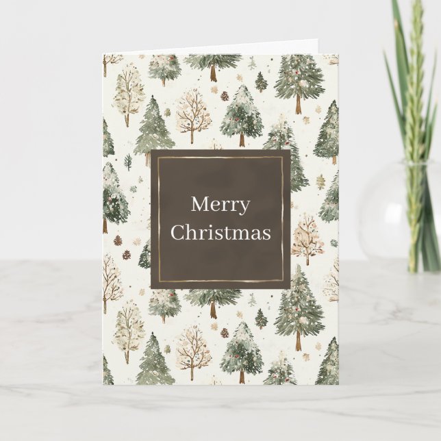 Green Pine Cones Christmas Card (Front)
