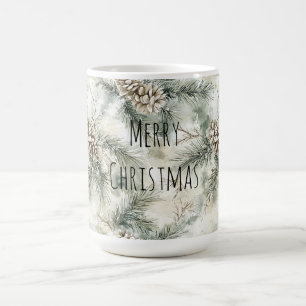 Green  Pine Cones Christmas Coffee Mug