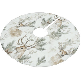 Green Pine Cones Deer Christmas Brushed Polyester Tree Skirt