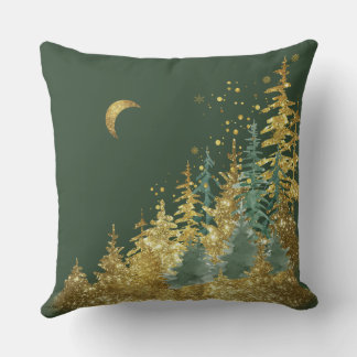Green Pine Forest  Throw Pillow