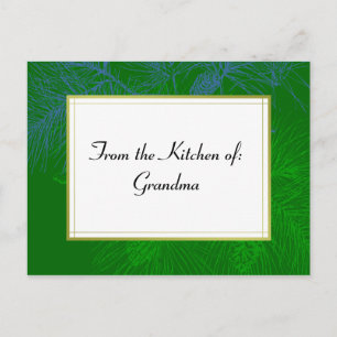 Green Pine Holiday Custom Recipe Card