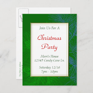 Green Pine Pattern Custom Christmas Party Postcard