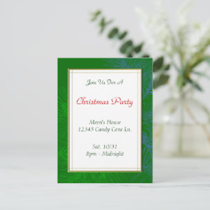 Green Pine Pattern Custom Christmas Party Postcard