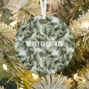Green Pine Tree Christmas Metal Ornament