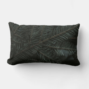 Green pine tree leaves lumbar pillow