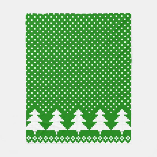 Green Pine Tree Sweater Knit Blanket (Front)