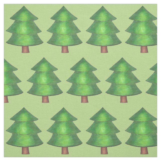 Green Pine Tree Trees Forest Camp Camping Woods Fabric (Swatch)