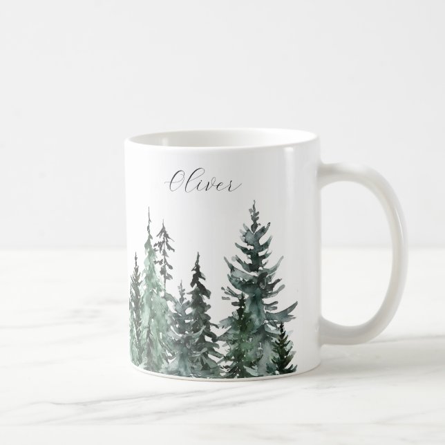 Green pine trees Ceramic cup (Right)