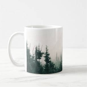 GREEN PINE TREES ON FOGGY WEATHER COFFEE MUG