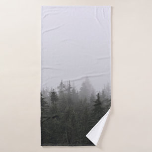 GREEN PINE TREES UNDER WHITE SKY BATH TOWEL