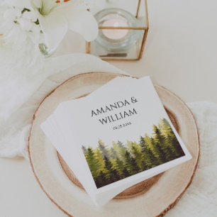 Green Pine Trees Wedding  Napkin