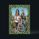 Green Pine Twinkle Lights Photo Personalized Holiday Card<br><div class="desc">Green pine boughs with faux twinkle lights frame bring this photo holiday card over-the-top adorable with "Merry Christmas" typography and date on the front and room on the reverse for your personal holiday sentiment and family name for all your family and friends.</div>