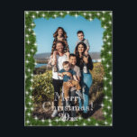 Green Pine Twinkle Lights Photo Personalized Holiday Postcard<br><div class="desc">Green pine boughs with faux twinkle lights frame bring this photo holiday postcard with "Merry Christmas" typography and date on the front and room on the reverse for your personal holiday sentiment and family name for all your family and friends.</div>