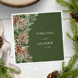 Green Pine Wedding Napkin<br><div class="desc">Enhance your reception with our green pine wedding napkins adorned with a side bouquet. As part of the "Elegant Winter Pinecone Greenery Wedding Suite, " these napkins add a cohesive and elegant touch to your tablescape,  ensuring every detail of your celebration is beautifully coordinated.</div>