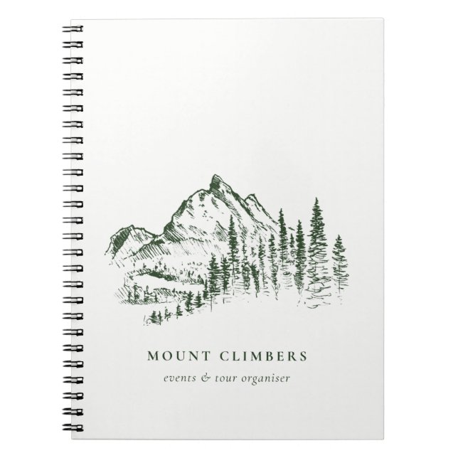Green Pine Woods Mountain Sketch Climbing Camping Notebook (Front)