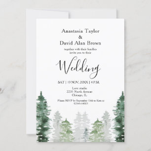 Green Pines Mountain Winter Wedding Invitation