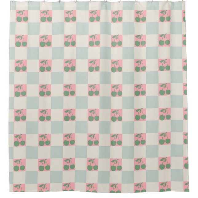 Green Pink Aesthetic Cherry Chequered Y2K Pattern (Front)
