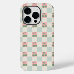 Green Pink Aesthetic Cherry Chequered Y2K Pattern Case-Mate iPhone 14 Pro Case