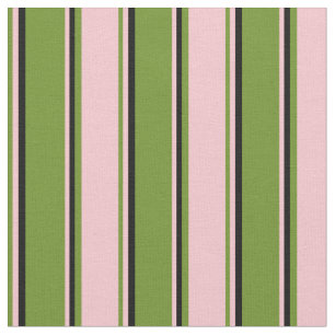 Green, Pink, and Black Stripes Pattern Fabric