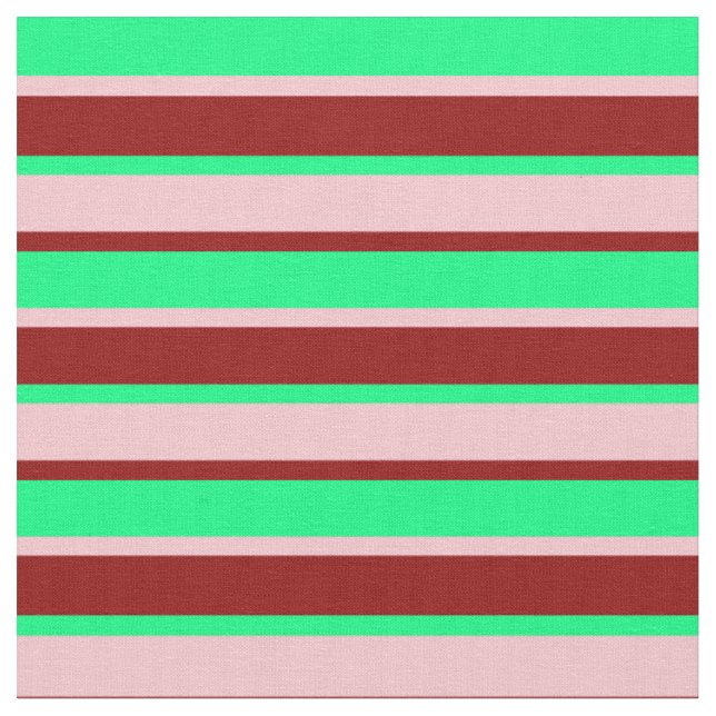 Green, Pink, and Dark Red Lines Fabric (Close Up)