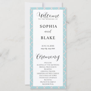 Green, Pink and White Plaid Wedding Program