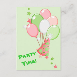 Green Pink Birthday Balloons Party Invitation