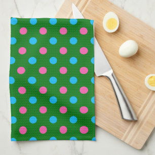 Green Pink Blue Polka Dot Pattern Kitchen Towel