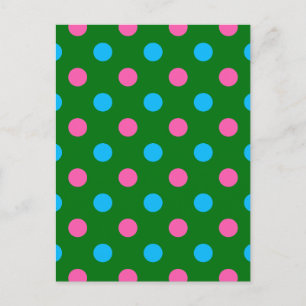 Green Pink Blue Polka Dot Pattern Postcard