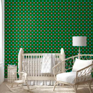 Green Pink Blue Polka Dot Pattern Wallpaper